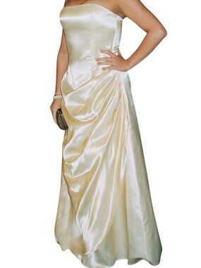 VTG Jessica McClintock Gunne Sax Champagne Strapless Satin Fairytale Prom Gown
